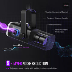 FIFINE USB/XLR Dynamic Microphone with RGB Control/Headphone jack/Mute,MIC for PC Gaming Recording Streaming AmpliGame-AM8