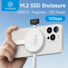 Hagibis マグネティック M.2 2230 NVMe SSD エンクロージャ USB C 3.2 Gen2 - NVMe PCI-E Magsafe SSD ケース 100W PD iPhone 16 ProRes MacBook 用