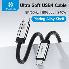 Hagibis USB C - USB C フル機能ケーブル 超ソフト USB4 80Gbps 8K 240W 急速充電コード Thunderbolt 4/5 iPhone ノートパソコン用