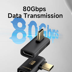 Hagibis USB C to C アダプター 90度直角コンバーター 80Gbps USB4 データケーブル延長 Thunderbolt 5/4 iPhone 17 ノートパソコン用