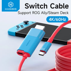 Hagibis Switchドック Nintendo Switch/OLED対応 USB C - HDMI対応ケーブルアダプター 4K60Hz 100W PD ノートパソコン SteamDeck ROG Ally対応