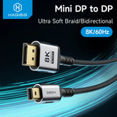 Hagibis Mini DisplayPort - DisplayPort 1.4 ケーブル 双方向 Mini DP - DP 8K@60Hz 4K@240Hz Thunderbolt 2 対応
