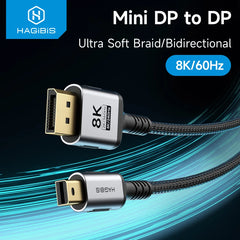 Hagibis Mini DisplayPort - DisplayPort 1.4 ケーブル 双方向 Mini DP - DP 8K@60Hz 4K@240Hz Thunderbolt 2 対応