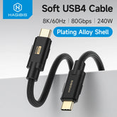 Hagibis USB C to USB C ケーブル 240W PD3.1 USB4 80Gbps 8K@60Hz ソフト急速充電コード MacBook Pro iPad iPhone ノートパソコン Dell XPS用