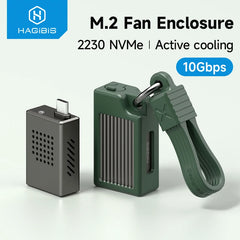 Hagibis 2230 M.2 NVMe SSDエンクロージャ(冷却ファン付き)USB 3.2 Gen 2 - NVMe PCI-E M.2 SSDケース(ノートパソコン、iPhone 16 Pro 15 iPad用)
