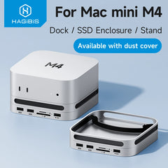 Hagibis USB C ハブ、M.2 SSD エンクロージャ付き Type-C ドッキングステーション、Mac mini M4/M4 Pro 4K 60Hz USB 3.2 Gen2 SD/TF 4.0 ドックスタンド用