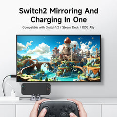 Hagibis Switch 2 ドックステーション ポータブル TV ドック 4K60Hz USB C - HDMI ケーブル スイッチからモニターへ 100W PD 対応 Switch 2/OLED ノートパソコン ROG 用