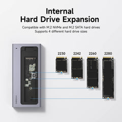 Hagibis M.2 SSDエンクロージャ、USB Cハブ付き磁気カバー外付けハードドライブケース、Thunderbolt 4/3対応、MacBook PC用