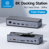 Hagibis USB C ドッキングステーション Type C - 8K DP HDMI対応 トリプルディスプレイ M.2 SSD PD3.0 RJ45 15 in 1 USB C ハブ PC ノートパソコン用