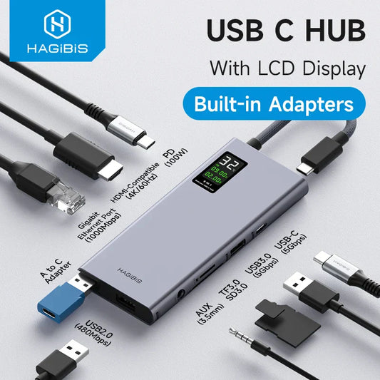 Revolutionize Your Digital Workflow with the Hagibis USB-C Hub (with LCD Display)