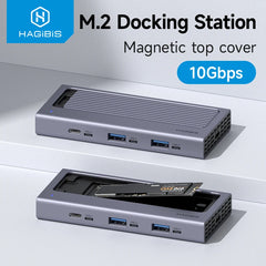 Hagibis M.2 SSDエンクロージャ、USB Cハブ付き磁気カバー外付けハードドライブケース、Thunderbolt 4/3対応、MacBook PC用