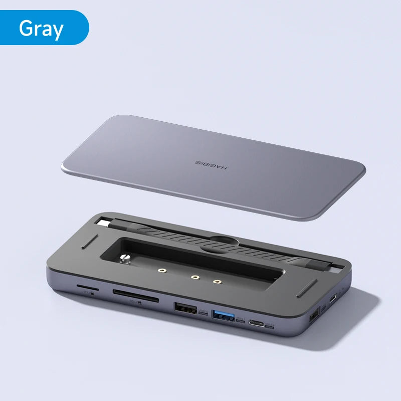 Hagibis 9 in 1 USB C ハブ、M.2 NVMe/SATA SSD エンクロージャ、4K HDMI 対応 100W PD USB 3.1 ドッキングステーション、Windows/Mac OS 対応