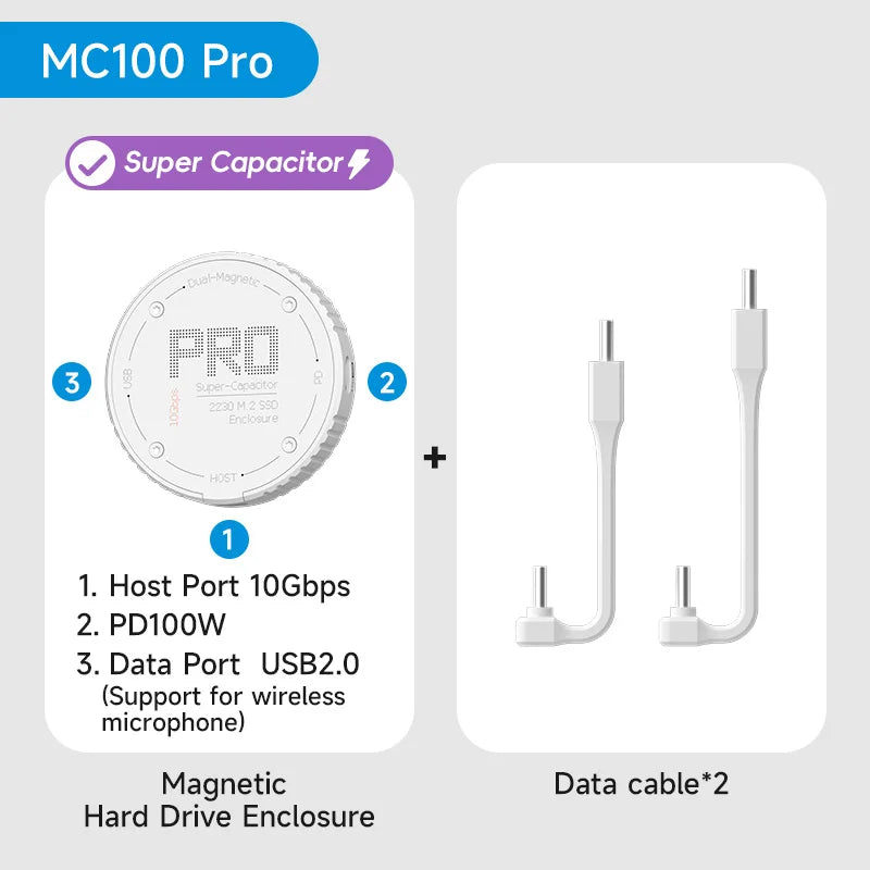 Hagibis マグネティック M.2 2230 NVMe SSD エンクロージャ USB C 3.2 Gen2 - NVMe PCI-E Magsafe SSD ケース 100W PD iPhone 16 ProRes MacBook 用