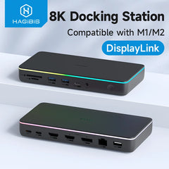Hagibis DisplayLink USB C ドッキングステーション トリプルディスプレイ 3モニター DP MST ハブ 100W PD RJ45 LED MacBook M1 M2 Windows用