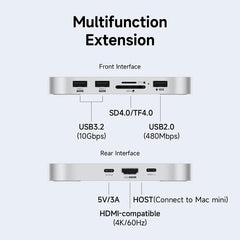 Hagibis USB C ハブ、M.2 SSD エンクロージャ付き Type-C ドッキングステーション、Mac mini M4/M4 Pro 4K 60Hz USB 3.2 Gen2 SD/TF 4.0 ドックスタンド用