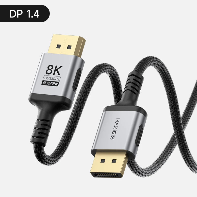 Hagibis 8K DisplayPort ケーブル 1.4 高リフレッシュレート DP ケーブル 8K@60Hz 4K@240Hz 2K@360Hz ゲーミングモニター グラフィックカード PC TV 用