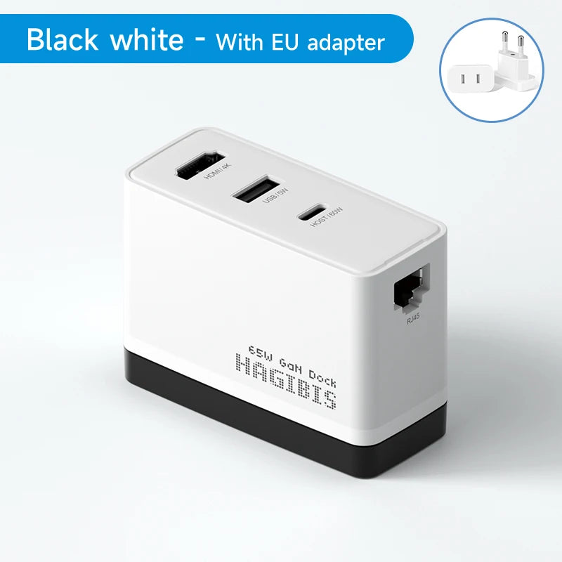 Hagibis Switch ポータブルドック 65W GaN 急速充電器 4K ギガビットイーサネット TV ドッキングステーション Nintendo Switch/OLED 用電源