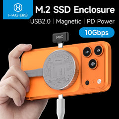 Hagibis マグネティック M.2 2230 NVMe SSD エンクロージャ Magsafe SSD ケース USB C 3.2 Gen2 - NVMe PCI-E iPhone 16 Pro 17 ProRes MacBook 用