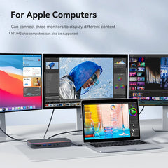 Hagibis DisplayLink USB C ドッキングステーション トリプルディスプレイ 3モニター DP MST ハブ 100W PD RJ45 LED MacBook M1 M2 Windows用