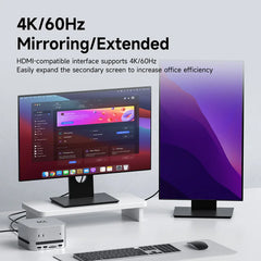 Hagibis USB C ハブ、M.2 SSD エンクロージャ付き Type-C ドッキングステーション、Mac mini M4/M4 Pro 4K 60Hz USB 3.2 Gen2 SD/TF 4.0 ドックスタンド用