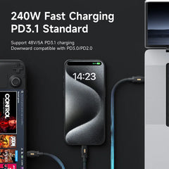 Hagibis USB C to USB C ケーブル 240W PD3.1 USB4 80Gbps 8K@60Hz ソフト急速充電コード MacBook Pro iPad iPhone ノートパソコン Dell XPS用