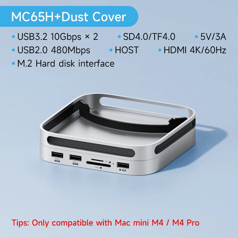 Hagibis USB C ハブ、M.2 SSD エンクロージャ付き Type-C ドッキングステーション、Mac mini M4/M4 Pro 4K 60Hz USB 3.2 Gen2 SD/TF 4.0 ドックスタンド用